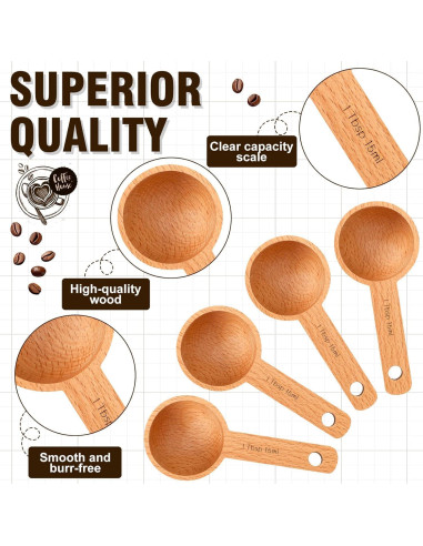 Cucharón de Madera de Haya 15ml - Cuchara Medidora de Cocina