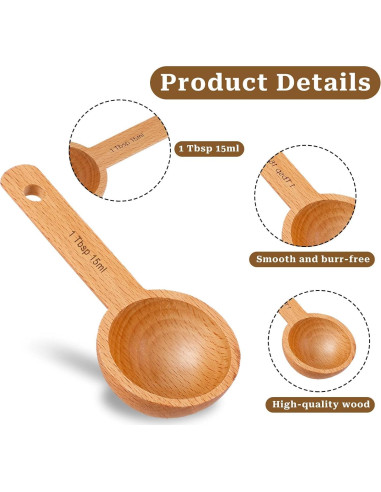 Cucharón de Madera de Haya 15ml - Cuchara Medidora de Cocina