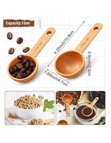 Cucharón de Madera de Haya 15ml - Cuchara Medidora de Cocina