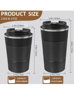 Paquete de 4 Tazas de Café Aisladas ATZNZIK 380ml 2