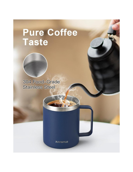 Taza de Café Aislada RAYMYLO 12 oz Acero Inoxidable Azul Marino Taza de Café Aislada RAYMYLO 12 oz Acero Inoxidable Azul Marino