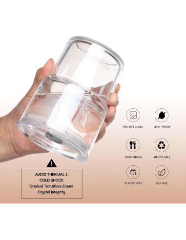 Vaso de Vidrio 400ml BLUEPOLAR con Pajilla y Tapa Sellada