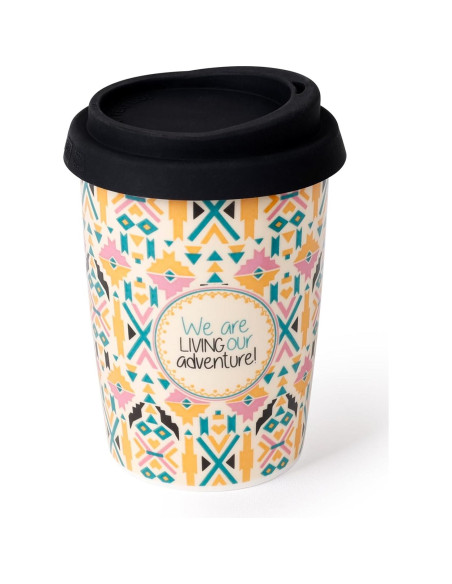 Taza de café cerámica reutilizable ALYC 250ml doble pared Aventura Taza de café cerámica reutilizable ALYC 250ml doble pared Aventura