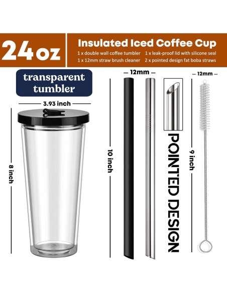 Taza de Café Helado Reutilizable ALINK 24 oz Doble Pared Taza de Café Helado Reutilizable ALINK 24 oz Doble Pared