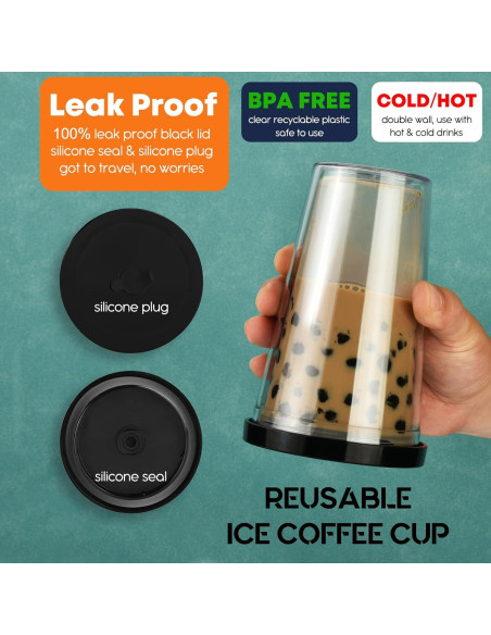 Taza de Café Helado Reutilizable ALINK 24 oz Doble Pared Taza de Café Helado Reutilizable ALINK 24 oz Doble Pared