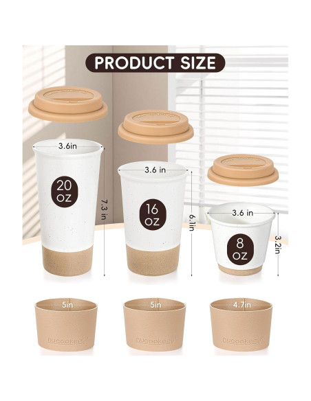 Juego de Tazas de Cerámica Nucookery 3 Piezas 590ml 473ml 236ml Juego de Tazas de Cerámica Nucookery 3 Piezas 590ml 473ml 236ml