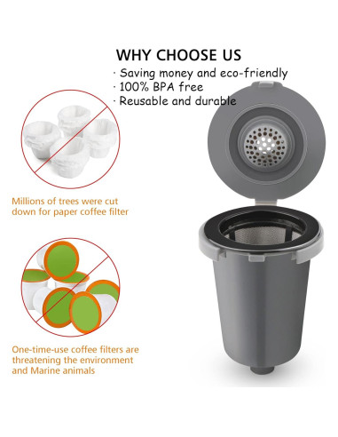 Taza de Filtro Reutilizable FOTRIC para Cuisinart - 2 Paquete