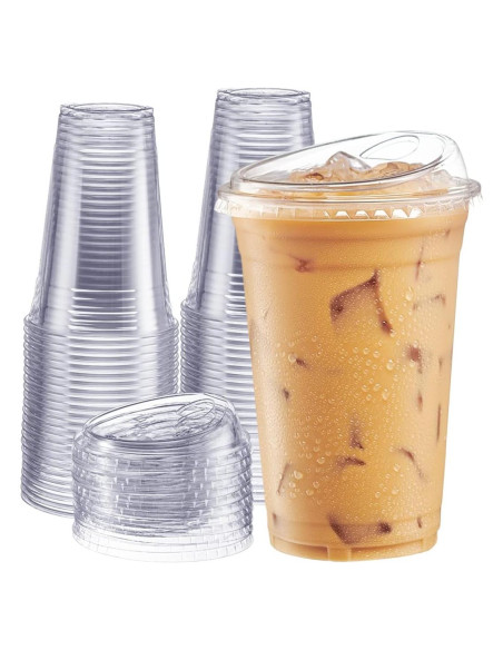 Vasos Desechables GUSTO 20 oz Transparentes con Tapas - 100 Unidades Vasos Desechables GUSTO 20 oz Transparentes con Tapas - 100 Unidades