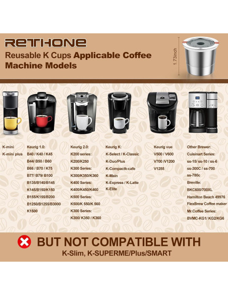Taza K Reutilizable RETHONE de Acero Inoxidable - 4 Piezas Taza K Reutilizable RETHONE de Acero Inoxidable - 4 Piezas