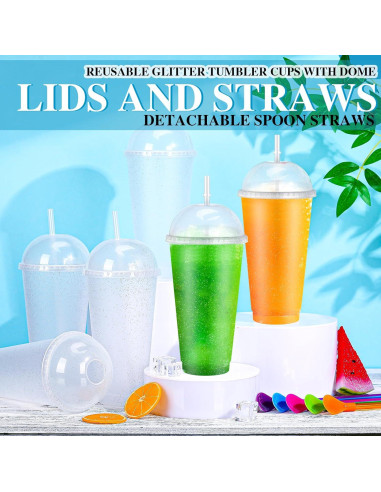 Set de 6 Vasos Slushie Ninehaoou 710 ml con Pajitas Reutilizables