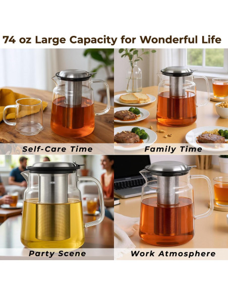 Tetera de Vidrio Aquach 2200ml con Infusor Acero Inoxidable Tetera de Vidrio Aquach 2200ml con Infusor Acero Inoxidable