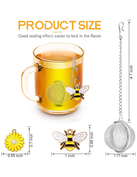 Infusores de Té TeaSanavie Set de 2 Acero Inoxidable Abeja Flor Infusores de Té TeaSanavie Set de 2 Acero Inoxidable Abeja Flor