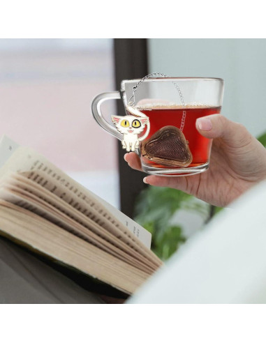 Infusores de Té de Acero Inoxidable HADEWEITE - Paquete de 2 Gato