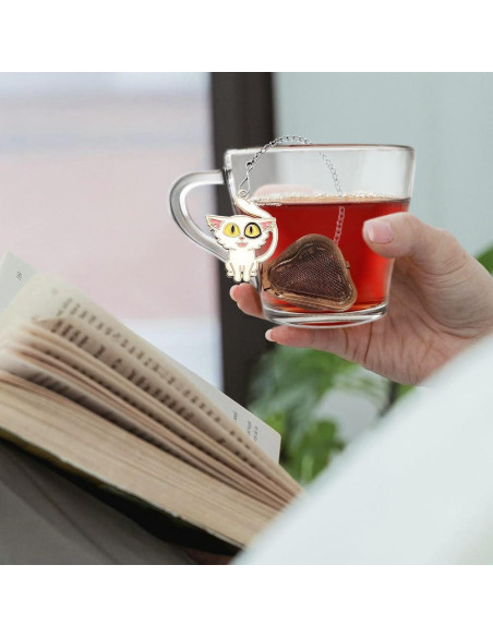 Infusores de Té de Acero Inoxidable HADEWEITE - Paquete de 2 Gato Infusores de Té de Acero Inoxidable HADEWEITE - Paquete de 2 Gato