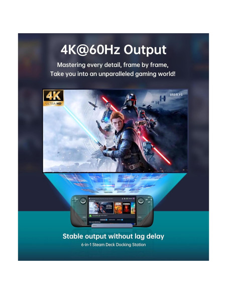 Dock 6-en-1 para Steam Deck 4K 60Hz - Iavkyu Dock 6-en-1 para Steam Deck 4K 60Hz - Iavkyu