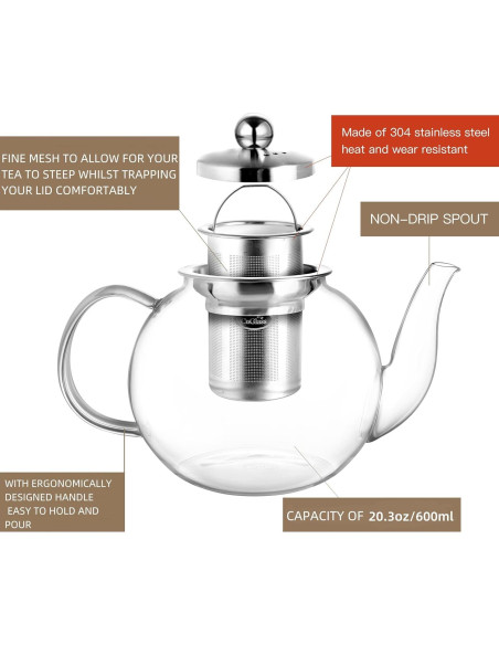 Tetera de Vidrio CNGLASS 600ml con Infusor Removible Tetera de Vidrio CNGLASS 600ml con Infusor Removible