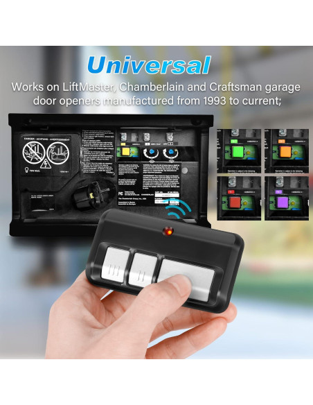 Control Remoto de Puerta de Garaje CreaCity 893LM Universal Control Remoto de Puerta de Garaje CreaCity 893LM Universal