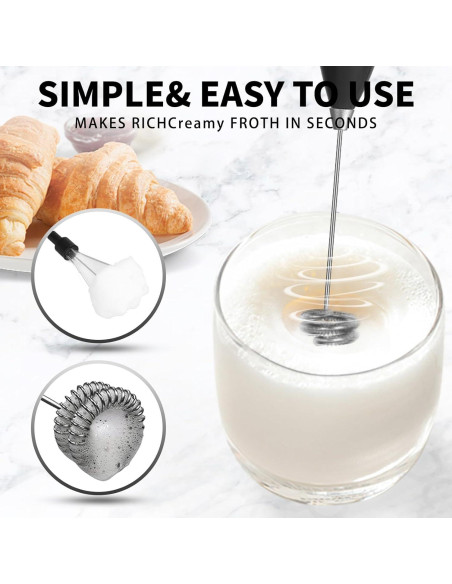Espumador de Leche Portátil PQWPQW KM-DDQ Recargable Negro Espumador de Leche Portátil PQWPQW KM-DDQ Recargable Negro