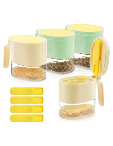 Juego de 4 frascos de vidrio SHAIDOJIO para condimentos 380ml