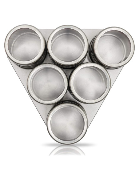 Estante Magnético para Especias - 6 Tarros Acero Inoxidable Estante Magnético para Especias - 6 Tarros Acero Inoxidable
