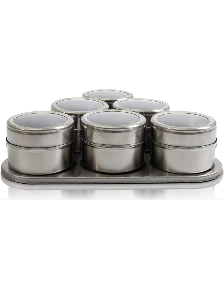Estante Magnético para Especias - 6 Tarros Acero Inoxidable Estante Magnético para Especias - 6 Tarros Acero Inoxidable