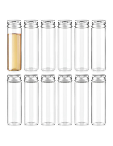 Tarros de Especias de Vidrio TUZAZO 12 Pcs 50ml con Tapas