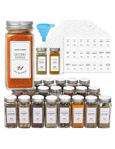 Tarros de Especias de Vidrio Aozita 24 Pcs 480ml Cuadrados