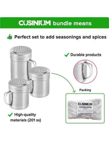Paquete de Sacudidores de Acero Inoxidable CUSINIUM 3pcs
