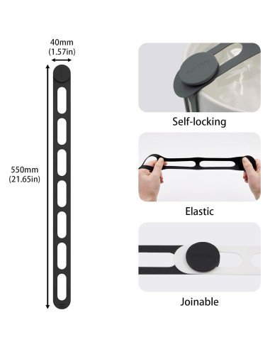 Correa de Silicona Multiusos ForTidy 55 cm Negra y Gris