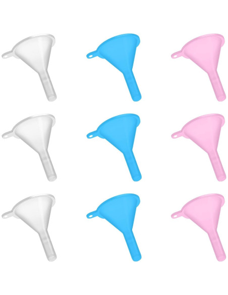 9 Embudos de Plástico Mini Ptwola para Llenar Botellas Pequeñas 9 Embudos de Plástico Mini Ptwola para Llenar Botellas Pequeñas