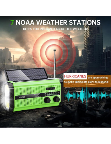 Radio de Emergencia TFTDOUP Solar/Manivela 5000mAh AM/FM