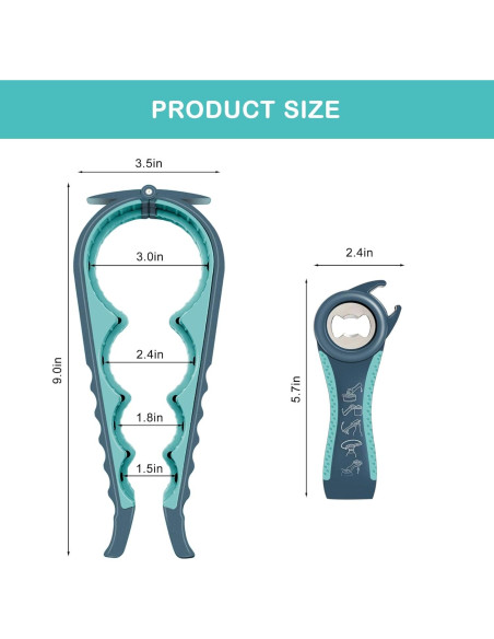 Abridor de frascos 5 en 1 HUMANFUN para manos débiles Abridor de frascos 5 en 1 HUMANFUN para manos débiles
