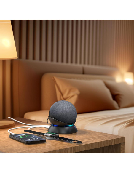 Soporte de Carga HomeMount para Auriculares y Echo Dot Negro Soporte de Carga HomeMount para Auriculares y Echo Dot Negro