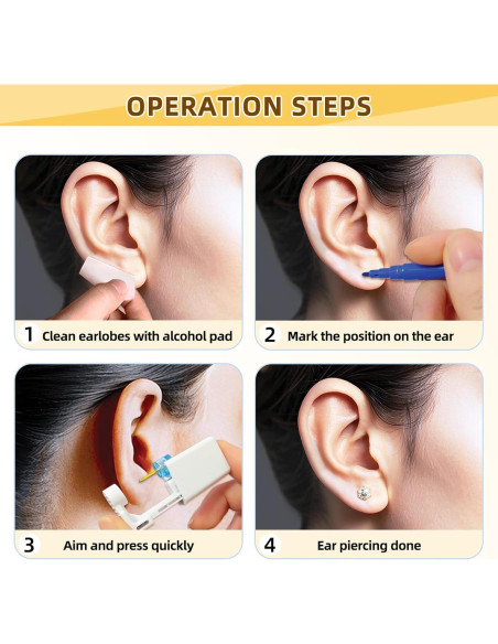 Kit de Perforación de Orejas Novopiercing 24 Piezas Dorado Kit de Perforación de Orejas Novopiercing 24 Piezas Dorado