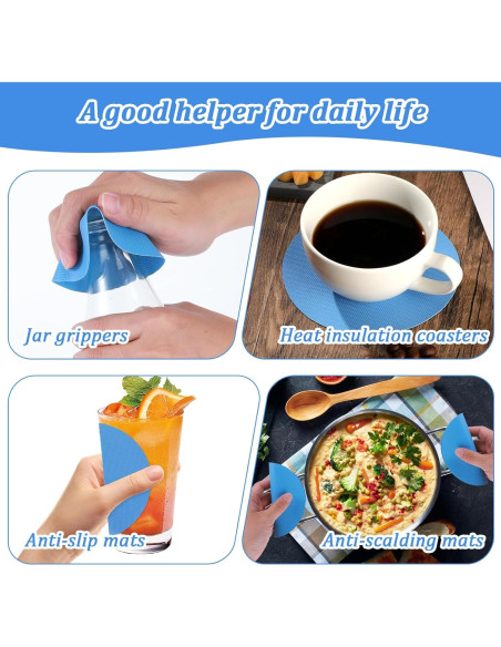 Juego de 4 Agarradores de Tarros de Goma Teaaha 12.5 cm Antideslizante Juego de 4 Agarradores de Tarros de Goma Teaaha 12.5 cm Antideslizante
