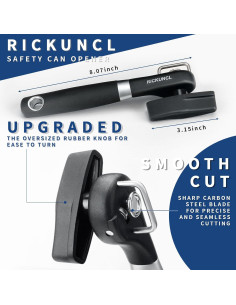 Abrelatas de Seguridad RICKUNCL, Corte Suave, Negro, 181g 2