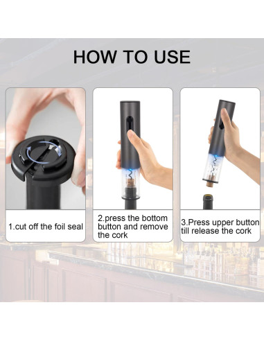 Abridor de Vino Eléctrico Yiizy Recargable con Cortador y Luz LED