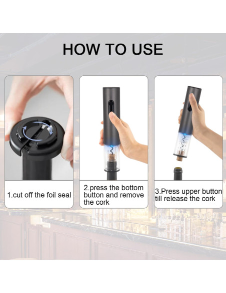 Abridor de Vino Eléctrico Yiizy Recargable con Cortador y Luz LED Abridor de Vino Eléctrico Yiizy Recargable con Cortador y Luz LED