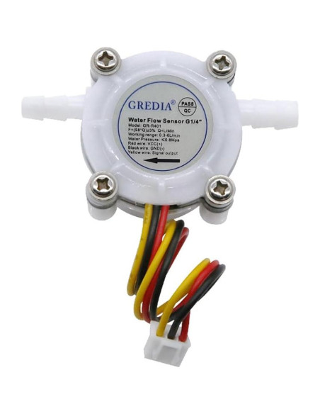 Sensor de flujo de agua GREDIA 1/4" 0.3-6L/min paquete de 2 Sensor de flujo de agua GREDIA 1/4" 0.3-6L/min paquete de 2