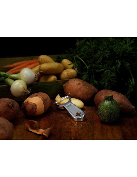 Pelador de Metal Ergonómico Kuhn Rikon Suizo Acero Inoxidable Pelador de Metal Ergonómico Kuhn Rikon Suizo Acero Inoxidable