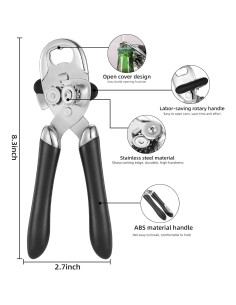 Abrebotellas y Abrelatas Manual Kitver D9-128 Negro Ergonómico 2