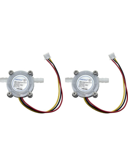 Sensor de flujo de agua GREDIA 1/4" 0.3-6L/min paquete de 2 Sensor de flujo de agua GREDIA 1/4" 0.3-6L/min paquete de 2