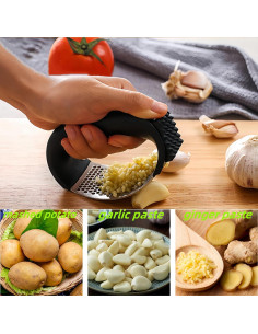 Prensa de Ajo Acero Inoxidable DSXHXXKG con Cepillo Negro 2