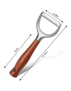 Pelador de Verduras Lyveit STWD003-1 con Mango de Madera Antideslizante 2