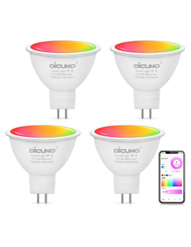 Bombilla Inteligente DiCUNO MR16 GU5.3 RGB 4 Piezas