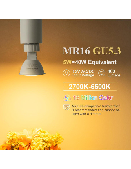 Bombilla Inteligente DiCUNO MR16 GU5.3 RGB 4 Piezas Bombilla Inteligente DiCUNO MR16 GU5.3 RGB 4 Piezas