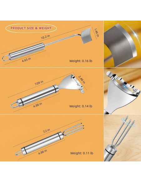 Set de Peladores de Maíz HKFALDRR 3 Piezas Acero Inoxidable Set de Peladores de Maíz HKFALDRR 3 Piezas Acero Inoxidable