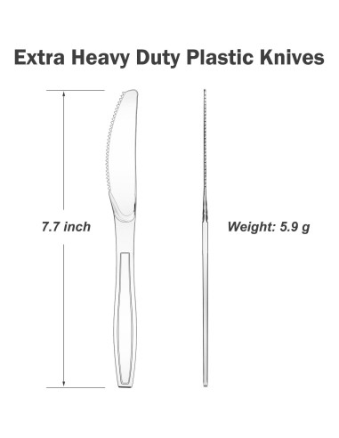 Cuchillos de Plástico Desechables Dealusy 100 Unidades 19.5 cm
