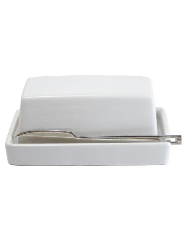Plato para Mantequilla ZERO JAPAN BYK-12 WH con Cuchillo, Blanco