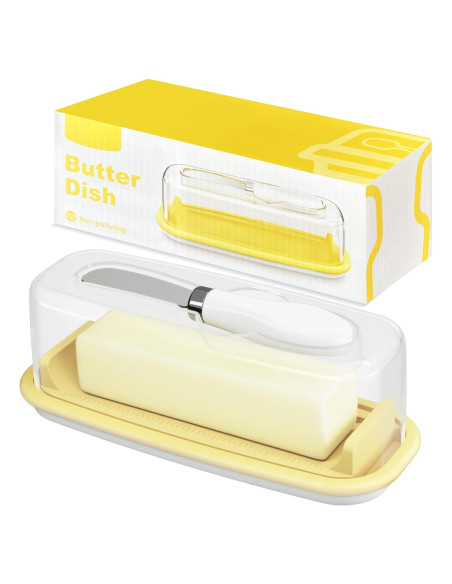 Plato para Mantequilla AJIJING con Tapa y Espátula Libre de BPA Plato para Mantequilla AJIJING con Tapa y Espátula Libre de BPA